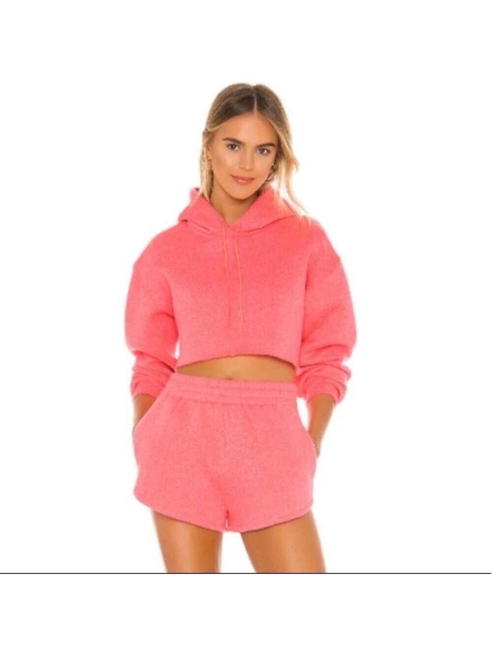 REVOLVE Lovers + Friends Neon Pink Cropped Zest Sweatshirt Size XS